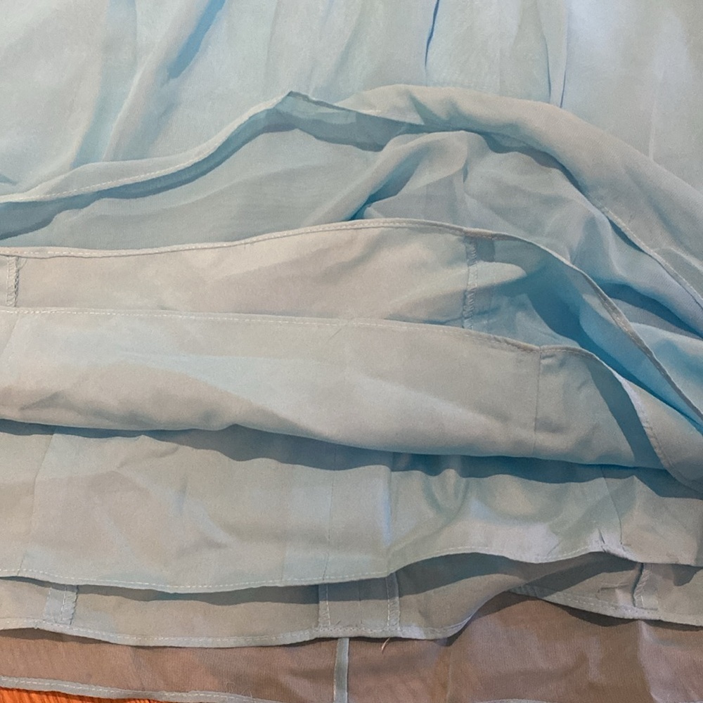 Forever Yours Woodland Fairy Tulle Babydoll Dress Pale Blue & Kiwi Ruched Sash 8 - Picture 3 of 13
